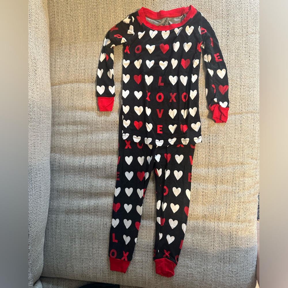 Little Sleepies Black and Red Heart Pajama Set